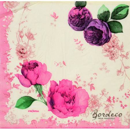 Serwetka decoupage firmy TERSTEEGE piwonie 33x33cm